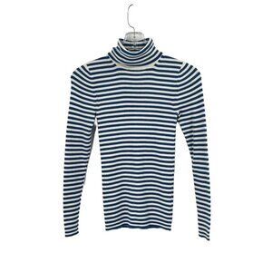 Boden Blue and White Striped Long Sleeve Top, turtleneck